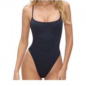 Vintage 80s/90s Ritchie Hi Cut One Piece Swimsuit Size 7/8 Black Lined USA